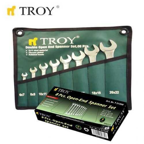 TROY 21508 Açık Ağız Anahtar Takımı  (8 Parça. 6-22mm)