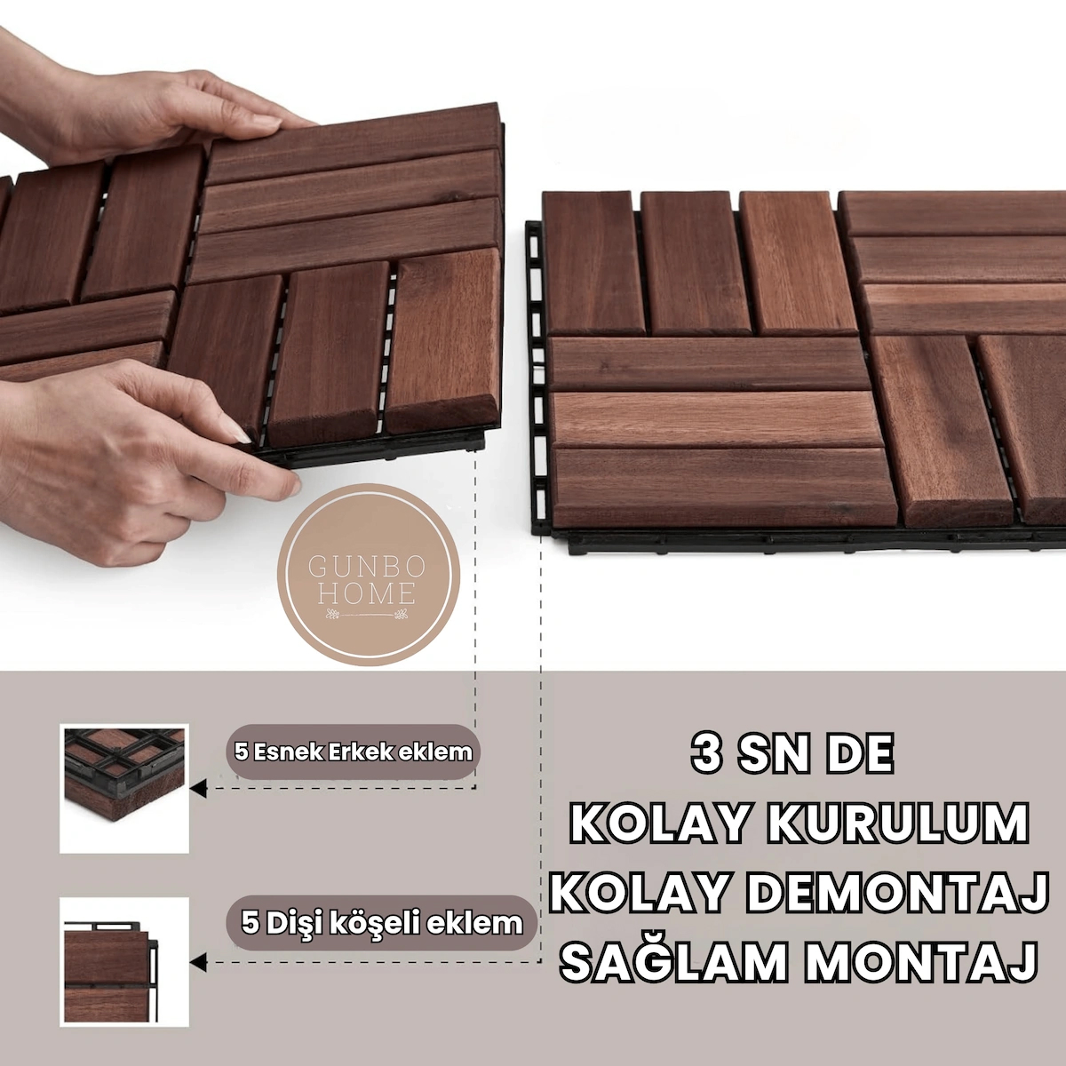 RUNNEN Akasya Ağacı Yer Karosu 9 Adet 1 Koli Bahçe Banyo Deck Ahşap Karo Masif Yer Döşemesi Balkon Deck