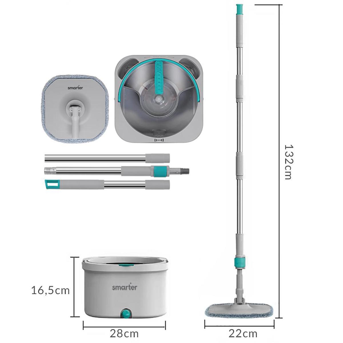 SMARTER AQUA MASTER TEMİZ & KİRLİ SUYU AYIRMA ÖZELLİĞİ OTOMATİK TEMİZLİK SETİ MOP PASPAS 