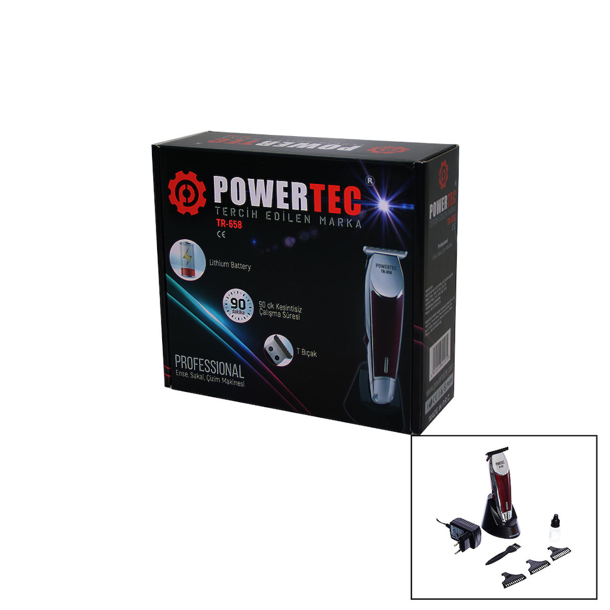 POWERTEC TR-658 SAÇ SAKAL ENSE ÇİZİM TRAŞ MAKİNESİ T BIÇAK (4490)