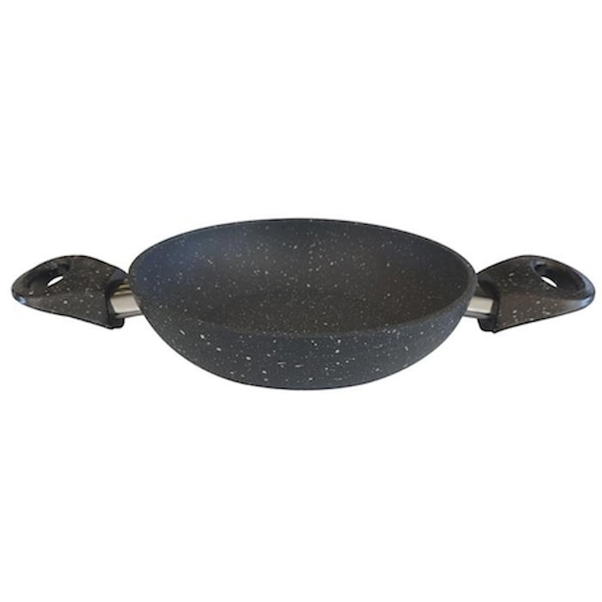 Remetta Granit 24 Cm Çift Kulp Tava - Siyah