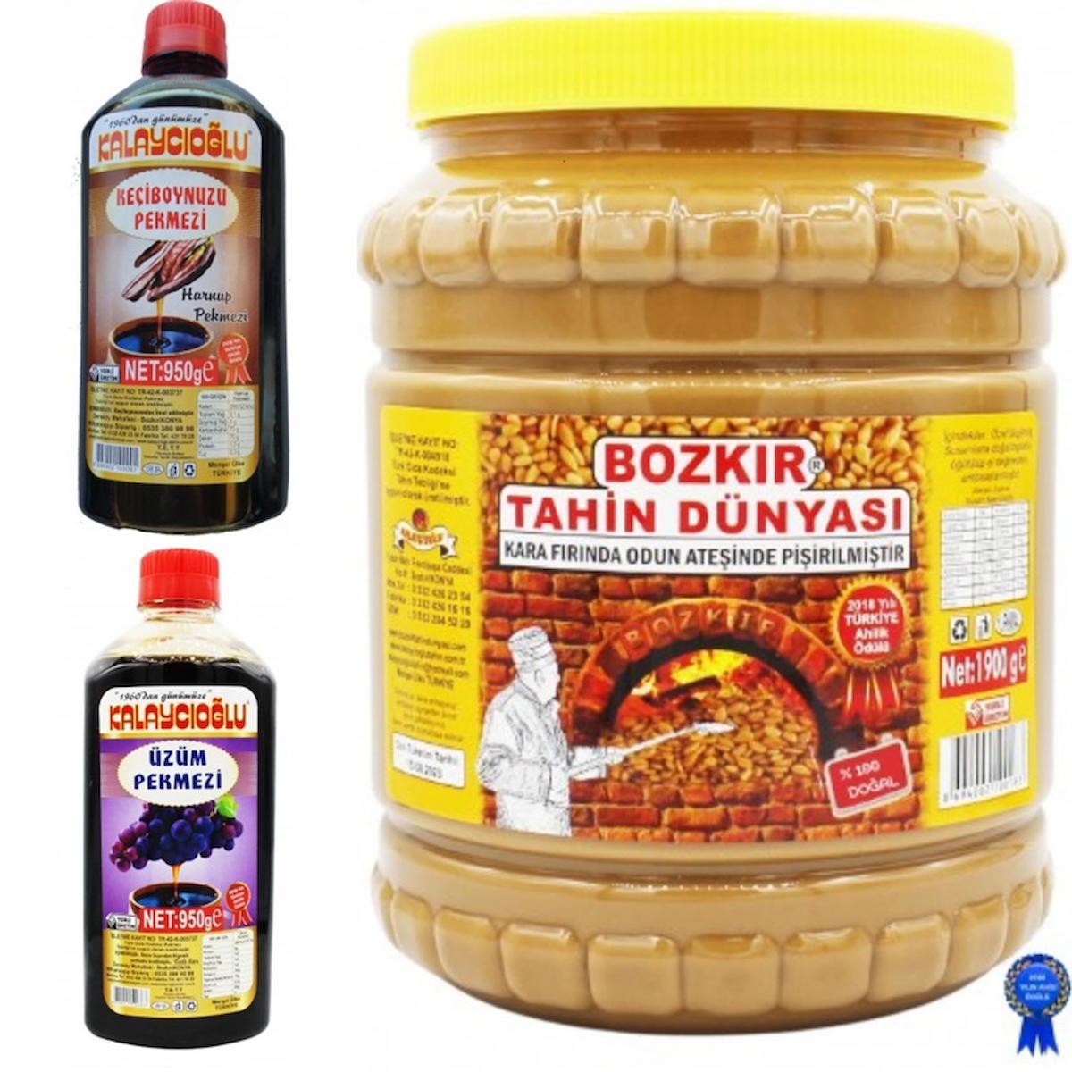 Bozkır Çifte Kavrulmuş Tahin (kepeksiz) 1900gr - Üzüm Pekmezi ve Keçiboynuz (harnup) Pekmezi 950gr