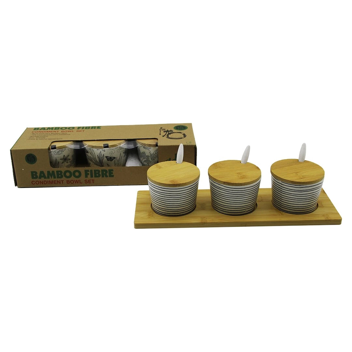 3 PCS BAMBU KAPAK - ALTLIK FİBER - MELAMİN BAHARATLIK TAKIM (4533)