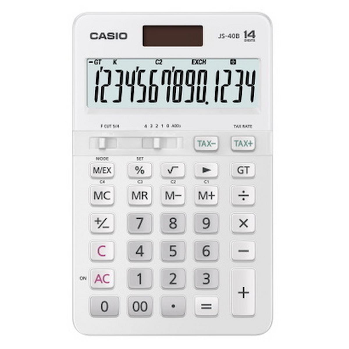 Js 40b Casio JS-40B-WE Beyaz Profesyonel 14 Hane Masa Üstü Hesap Makinesi ...