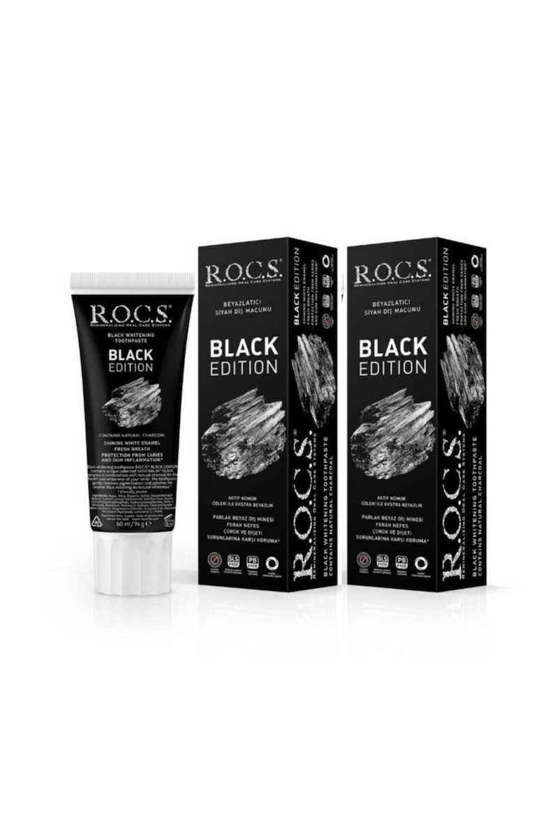 Rocs Black Edition Beyazlatıcı Siyah Diş Macunu 60ml (2li)