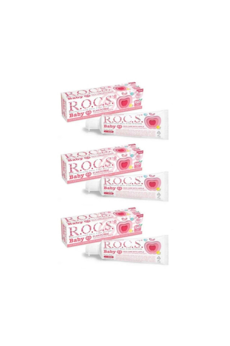 R.o.c.s. Rocs 0-3 Yaş Elma Püresi Tadında Florürsüz Diş Macunu 35ml (3 Adet)