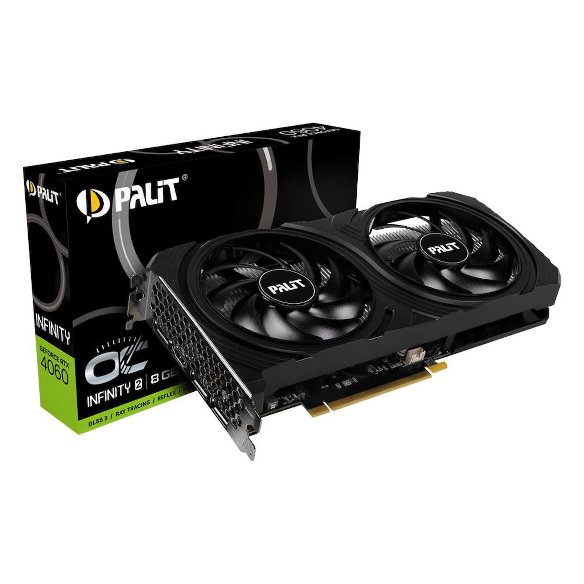 Palit Nvidia GeForce RTX4060 INFINITY Dual OC 8GB 128Bit GDDR6 Ekran Kartı (NE64060S19P1-1070L)