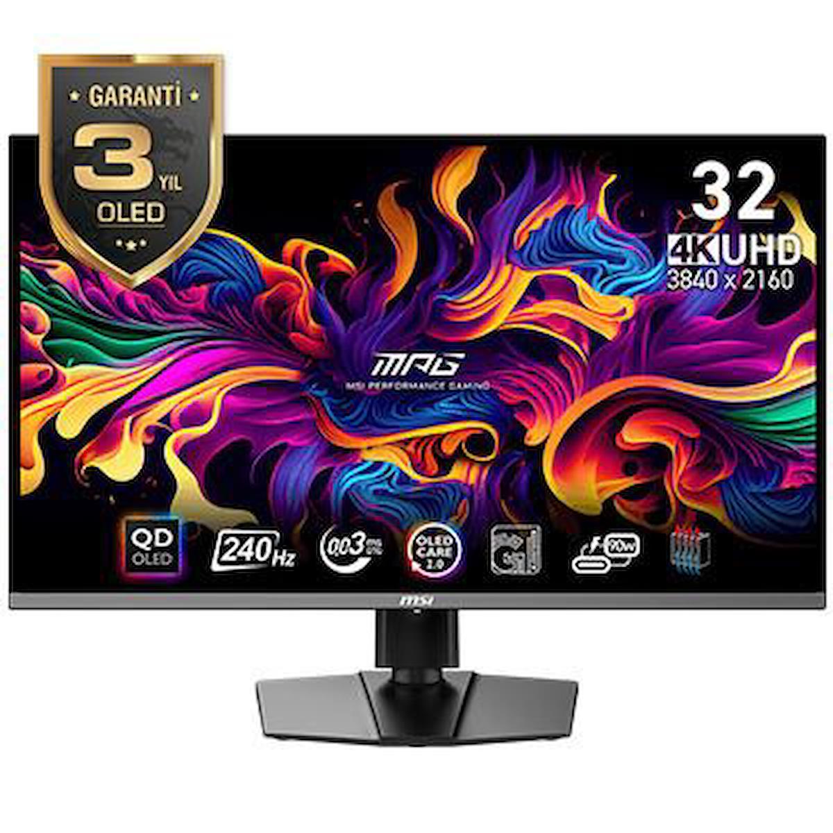 MSI MPG 321URX QD-OLED 31.5 3840×2160 240Hz 0.03 ms HDMI DP Type-C HDR 400 G-Sync Gaming Monitör