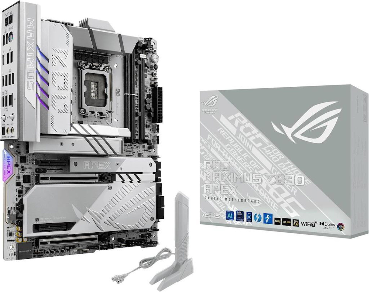 ASUS ROG MAXIMUS Z890 APEX Intel Z890 LGA1851 DDR5 9600 HDMI 2xUSB4 6x M2 USB3.2 WiFi 7 + BT AURA RGB 5Gbit LAN ATX 22+1+2+2 Güç Aşamaları, Anakart Outlet
