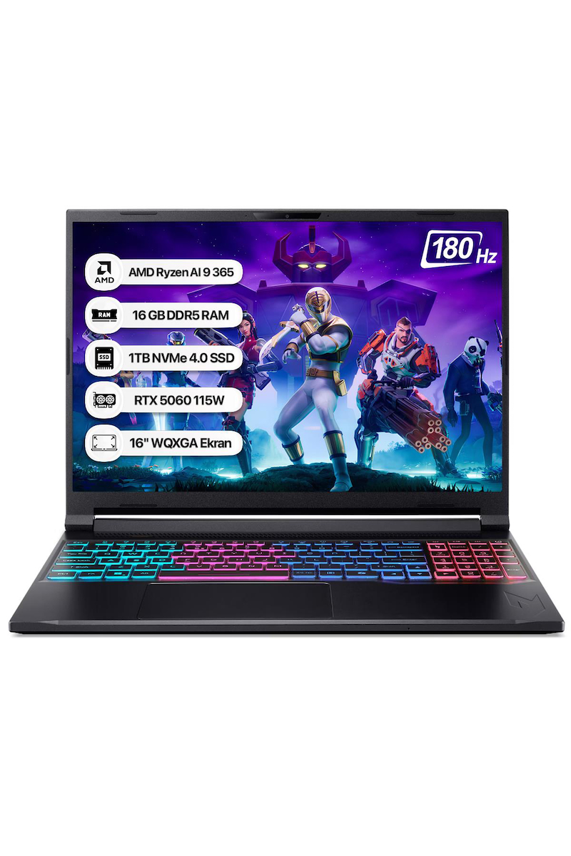 Acer Nitro 16S NH.QXUEY.001 Ryzen AI 9 365 16GB 1TB SSD RTX5060-115W 180Hz 16 WQXGA Dos Taşınabilir Bilgisayar