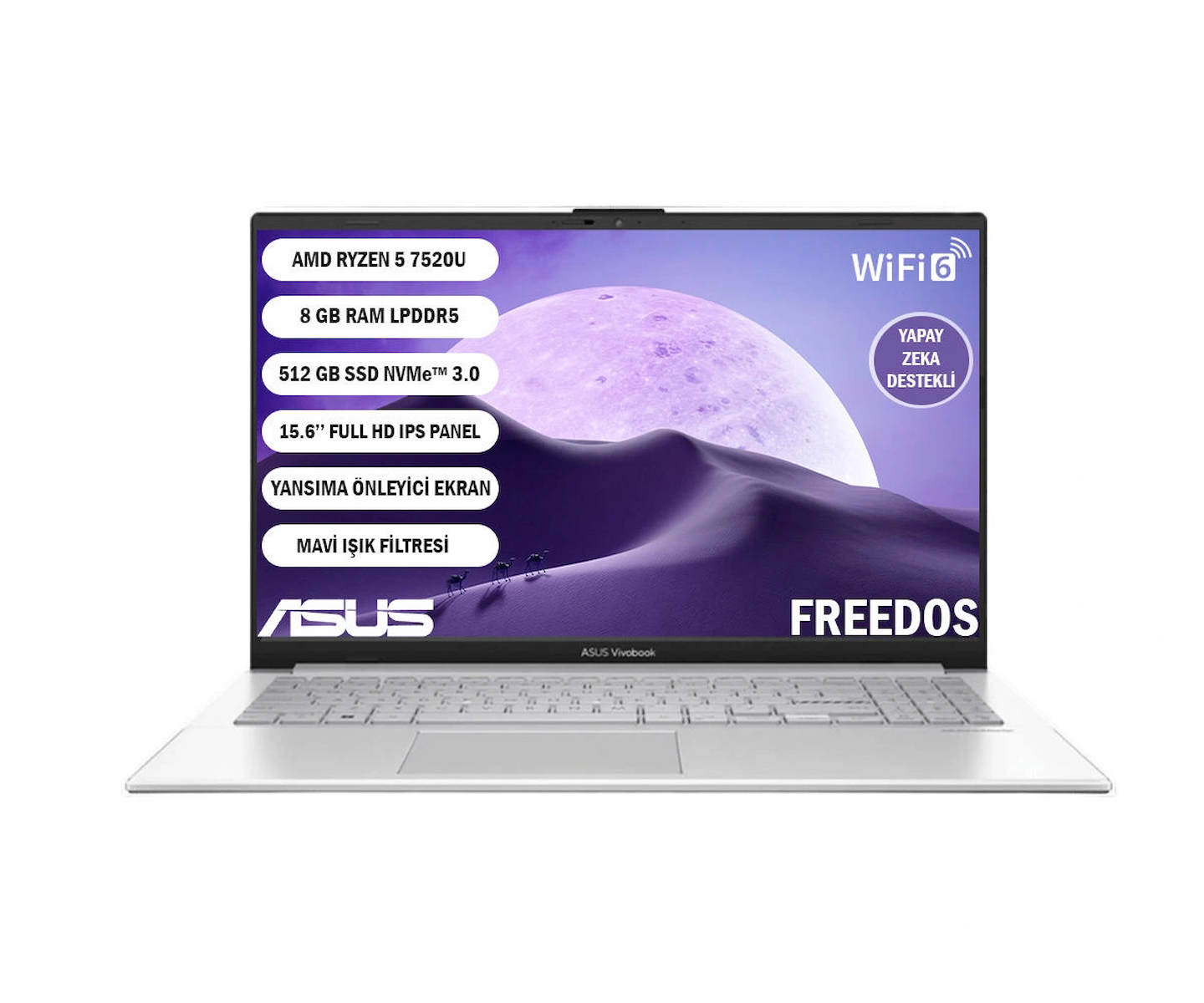 Asus Vivobook Go 15 Amd Ryzen 5 7520U 8GB 512GB SSD Freedos 15.6″ E1504FA-BQ4463