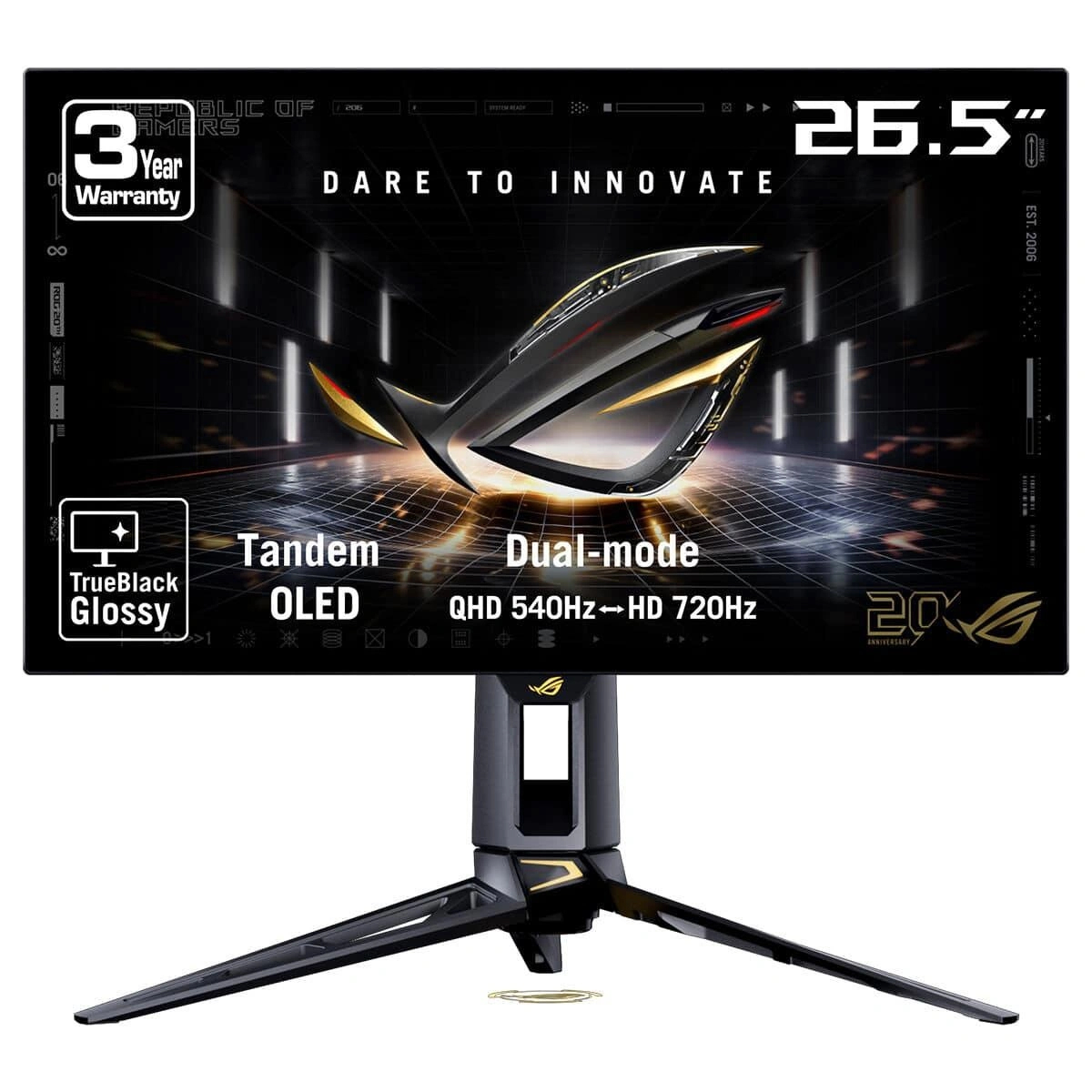 ASUS ROG Swift OLED PG27AQWP-G EDITION 20. Yıl 26.5 inç 720 HD – 540Hz 2K QHD Dual-Mode 0.02ms Adaptive Sync Tandem WOLED Pivot Gaming Monitör