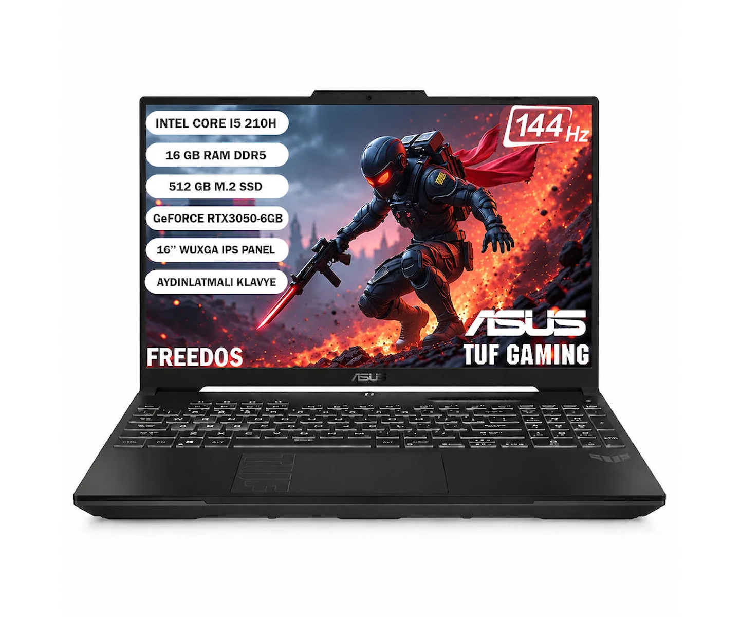 ASUS TUF Gaming F16 FX607VJB-RL137 Intel Core 5 210H 16GB 512GB SSD RTX3050-6GB Freedos 16″ WUXGA 144Hz Taşınabilir Bilgisayar