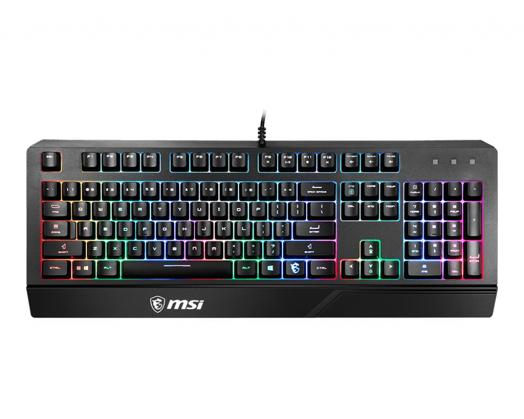 MSI GG VIGOR GK20 TR GAMING KEYBOARD RAINBOW ARKA AYDINLATMA ANTIGHOSTING MEMBRAN SIVI DOKULMESINE DAYANIKLI OYUNCU KLAVYESI TURKCE Q