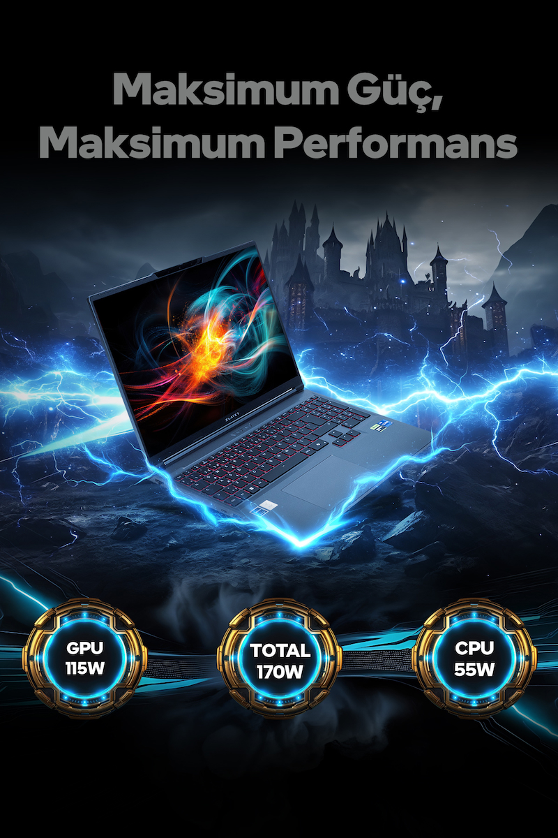 Game Garaj Slayer X5T-5050 C7 Intel Core i5 13500HX 16GB RAM 1TB SSD RTX5050 16″ WUXGA 165Hz IPS FreeDOS Oyuncu Laptop