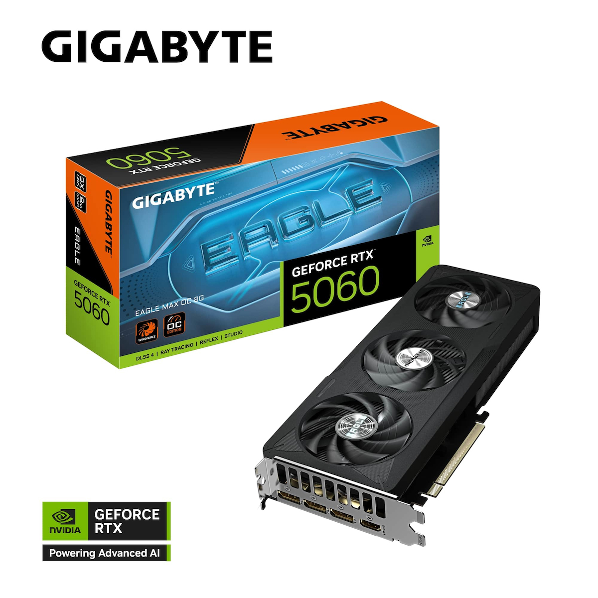 Gigabyte GeForce RTX5060 EAGLE MAX OC GV-N5060EAGLEMAX OC-8GD GDDR7 8GB 128Bit Gaming (Oyuncu) Ekran Kartı