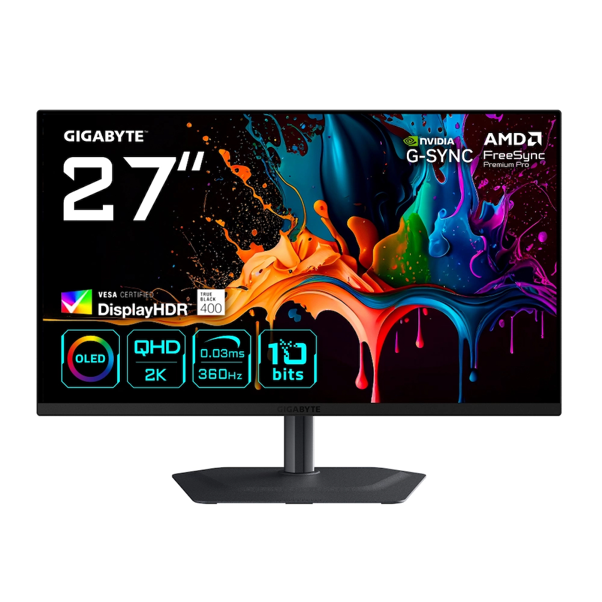 Gigabyte MO27Q3 27 2560×1440 QHD 360Hz 0.03 ms HDMI DP Type-C Vesa Display HDR True Black 400 FreeSync OLED Gaming Monitör