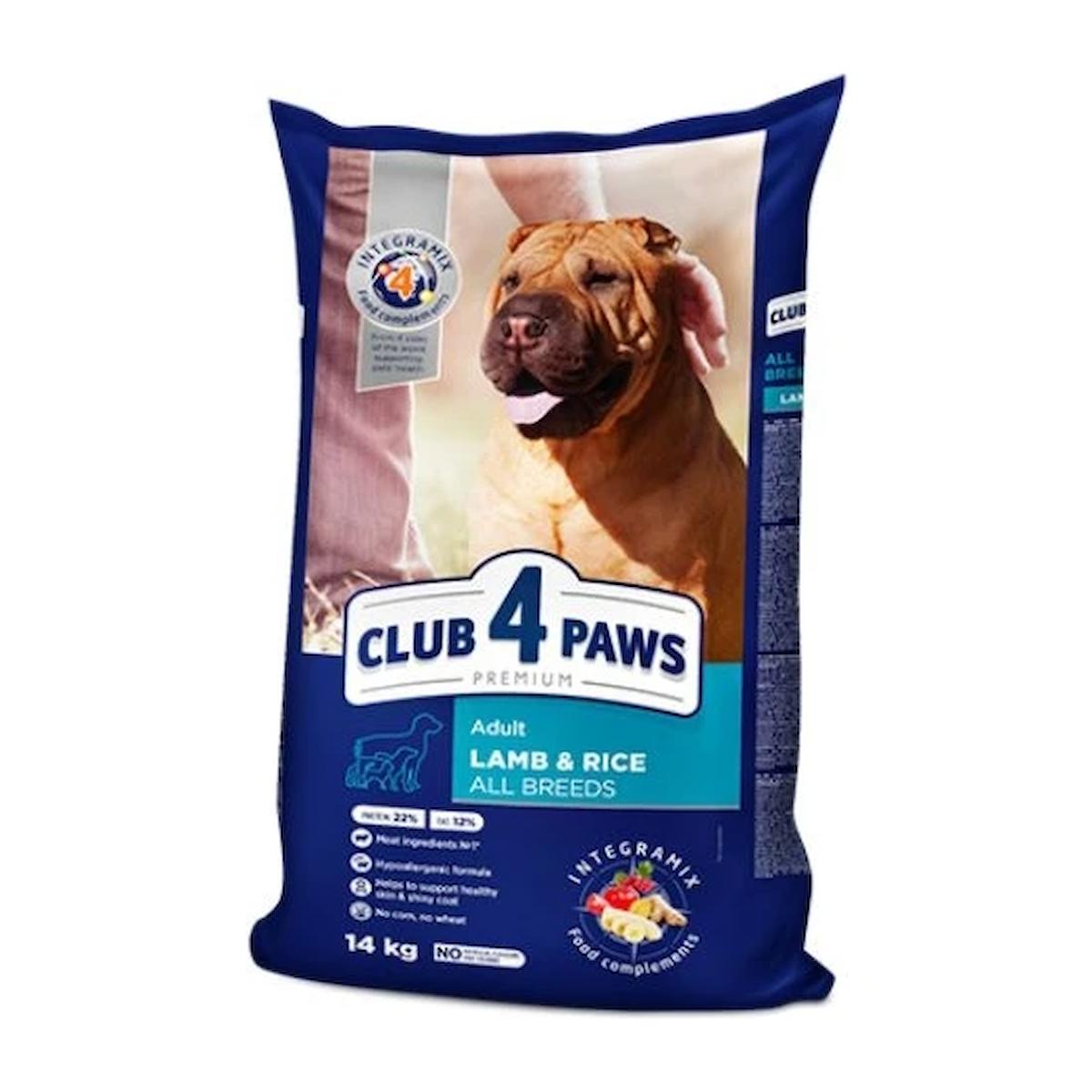 CLUB4PAWS KUZU ET PİRİNÇ YETİŞKİN KÖPEK MAMASI 14 KG