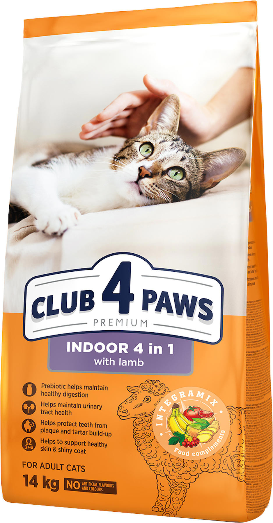 CLUB4PAWS PREMİUM İNDOOR 4 İN 1 KUZU ETLİ KEDİ MAMASI 14 KG