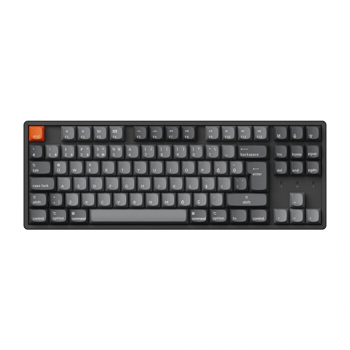 Keychron K8 Max TKL RGB Türkçe Red Switch Kablosuz Alüminyum Çerçeve Karbon Siyah Mekanik Klavye