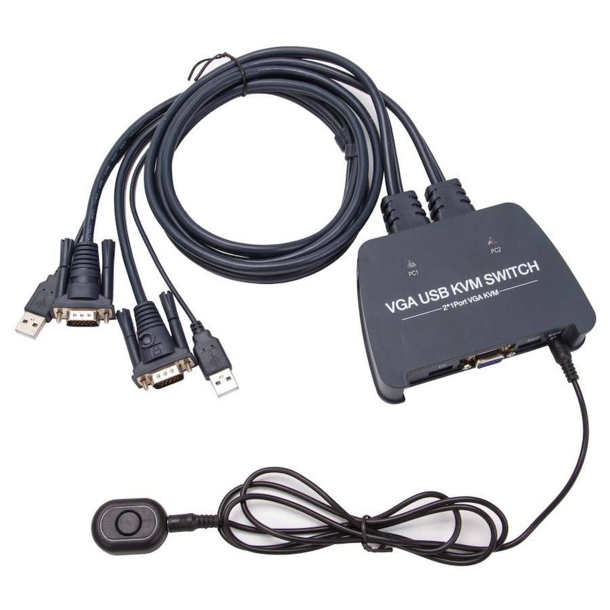 Vcom DD211-2K 2 Port Vga 1080P@60Hz Plastik Kasa Kvm Switch