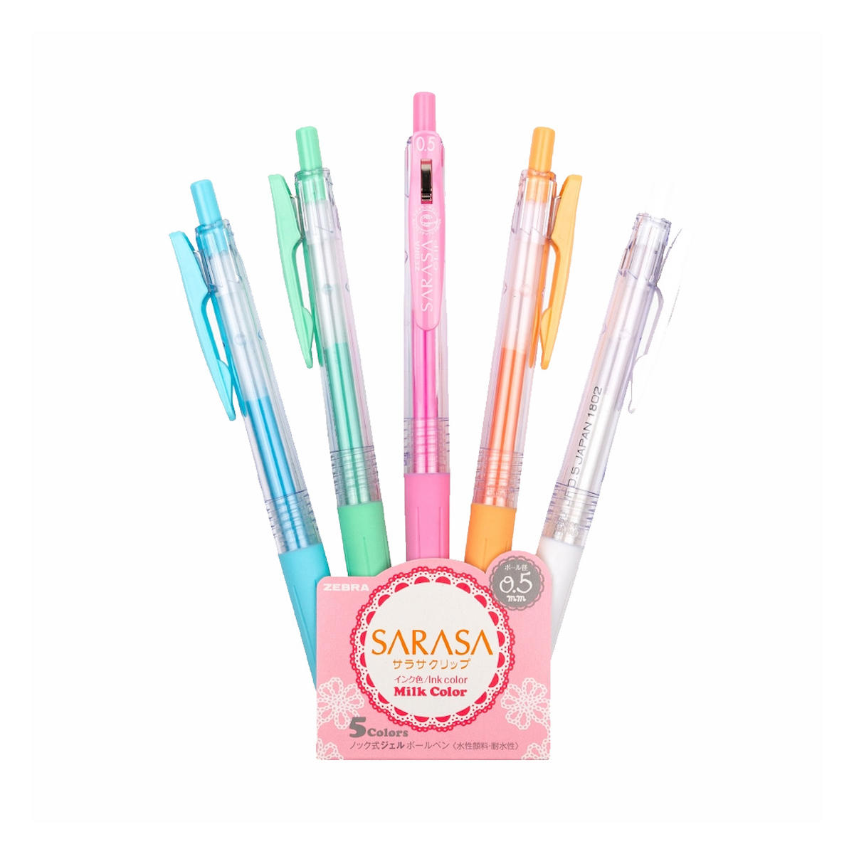 Zebra Sarasa Clip 0,5mm 5'li Pastel Roller Kalem