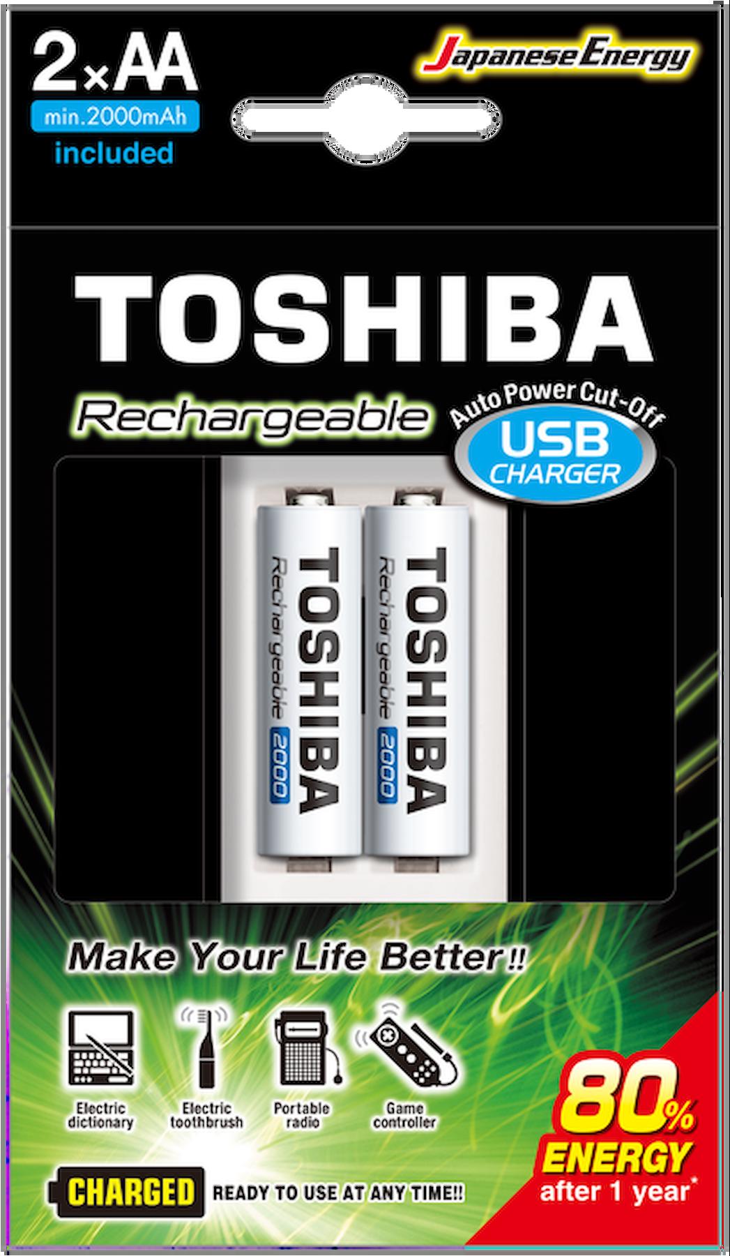 TOSHIBA USB ŞARJ CİHAZI+2 AD.2000MAH KALEM PİL