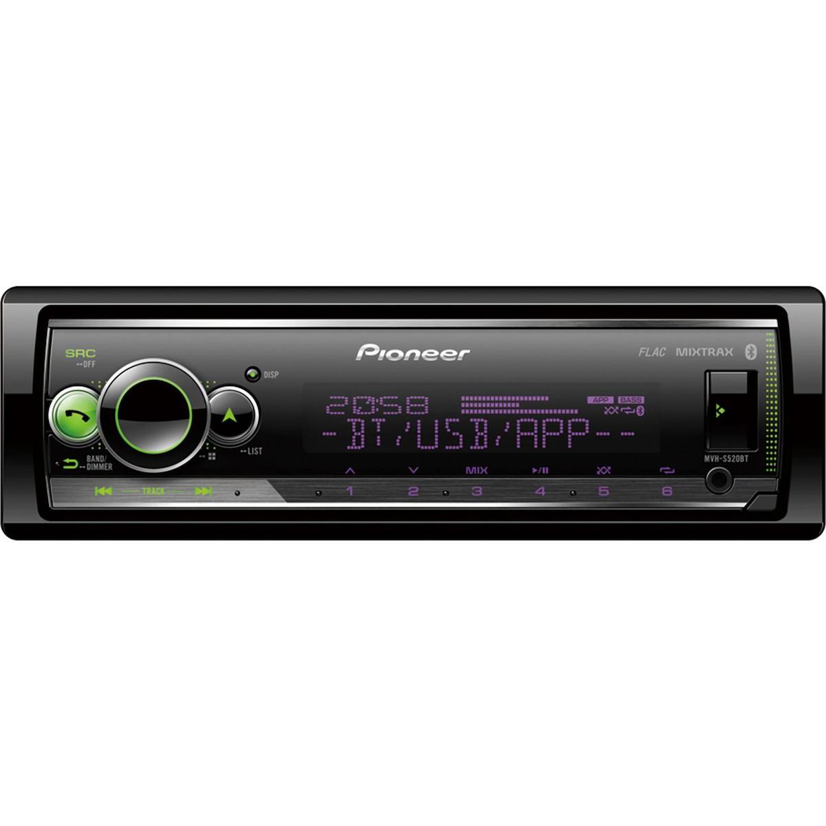 Pioneer MVH-S520BT Usb-Fm-Aux-Bluetooth-Wma-Wav-Flac ve Aac 4x50 Watt Oto Teyp