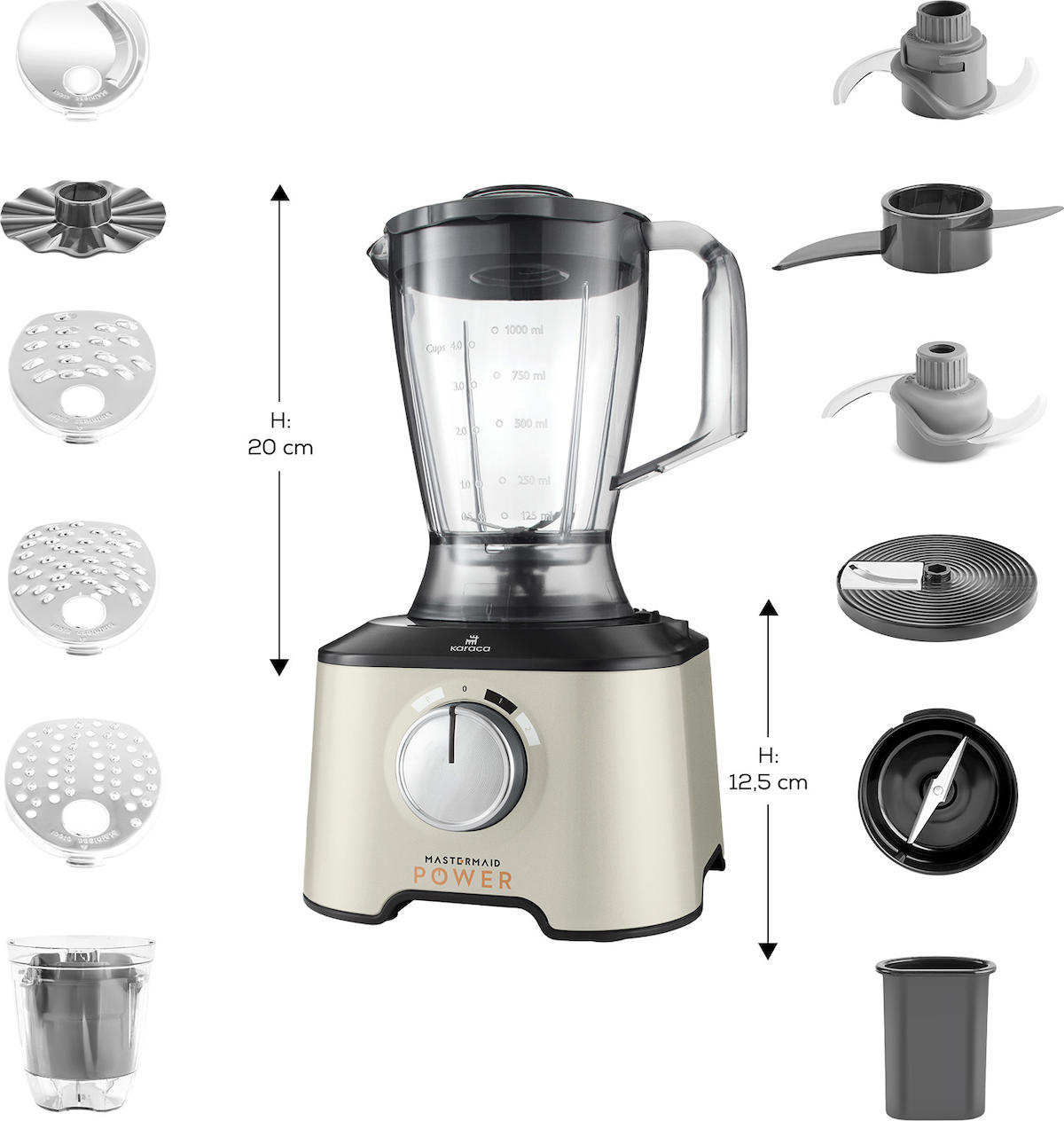 Karaca x Refika Mastermaıd Power 10 İn 1 Mutfak Robotu Swiss Cream 2000W Power 10 In 1 Gıda Haz. Set Swiss Cream