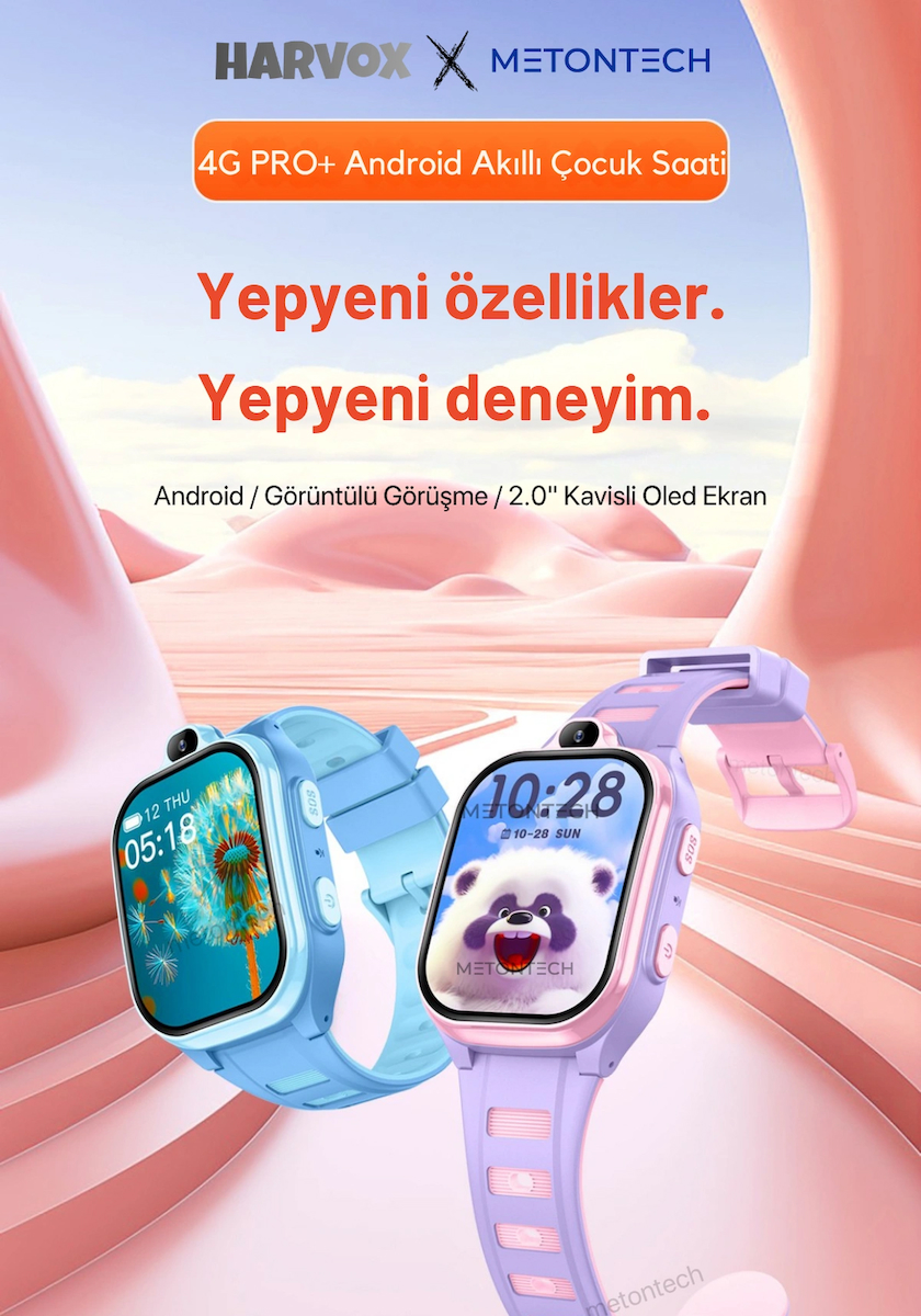 HARVOX HX Kids 4G Pro+ Plus Android Sim Kartlı Akıllı Çocuk Saati | GPS, Konum, Kamera, Görüntülü Görüşme, Yüz Tanıma Siyah
