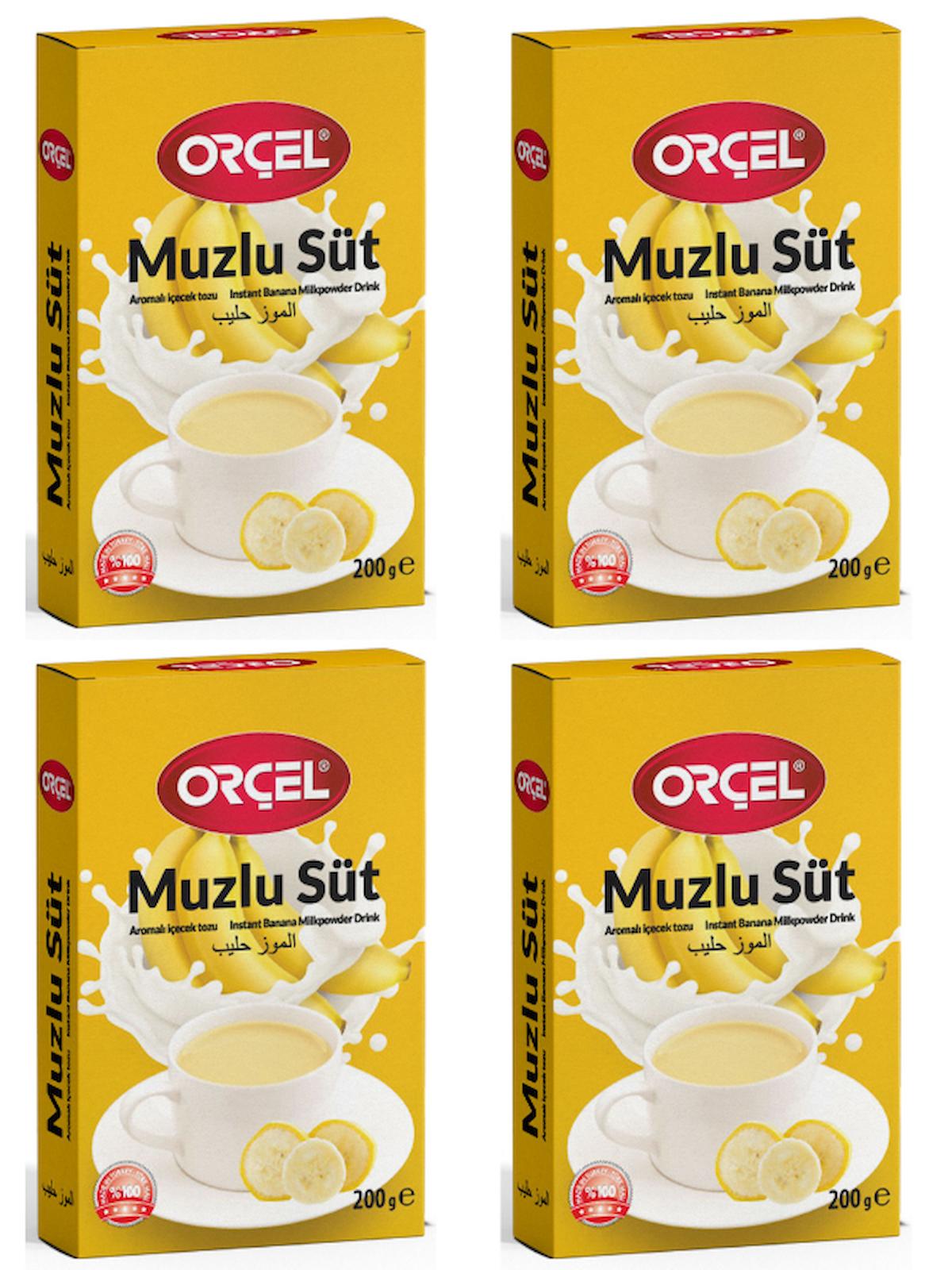 Orçel Muzlu Süt Aromalı İçecek Tozu Oralet Çay 4 x 200gr.