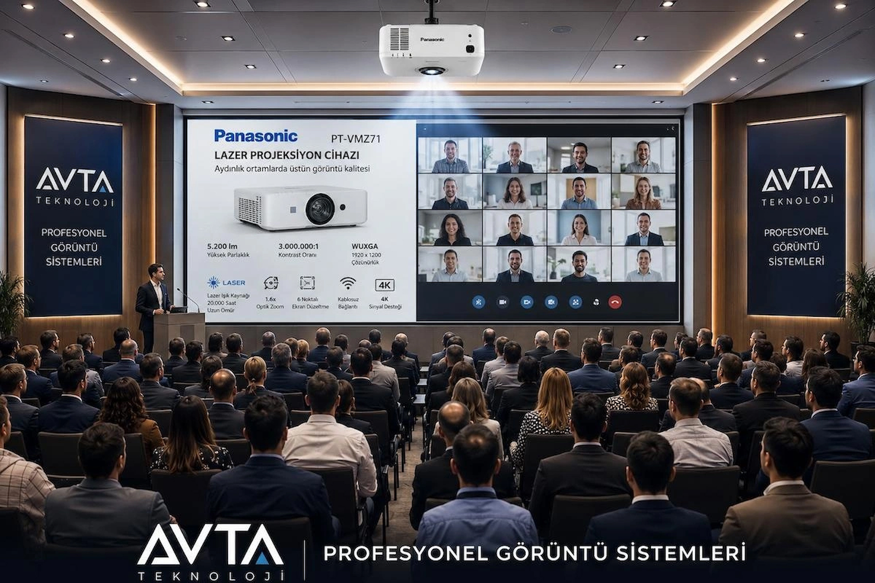 Panasonic PT-VMZ51 5200 Lümen 1920×1200 WUXGA Lazer Projeksiyon Cihazı