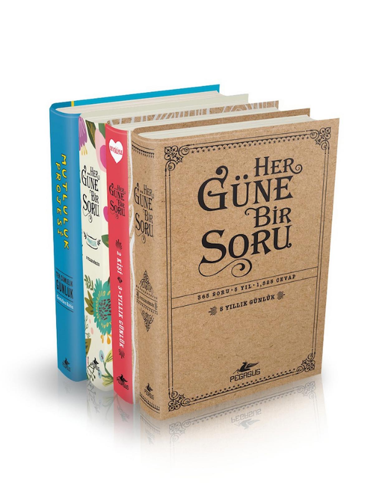 Her Güne Bir Soru - Günlük Yıllık Anı Ajanda Defter Ciltli 4 Kitap Set – Anılarınızı Biriktirin