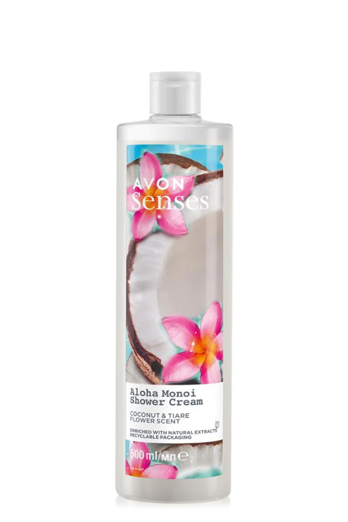 Avon Senses Aloha Monoi Tiare Çiçeği ve Hindistan Cevizi Kokulu Krem Duş Jeli 500 Ml.