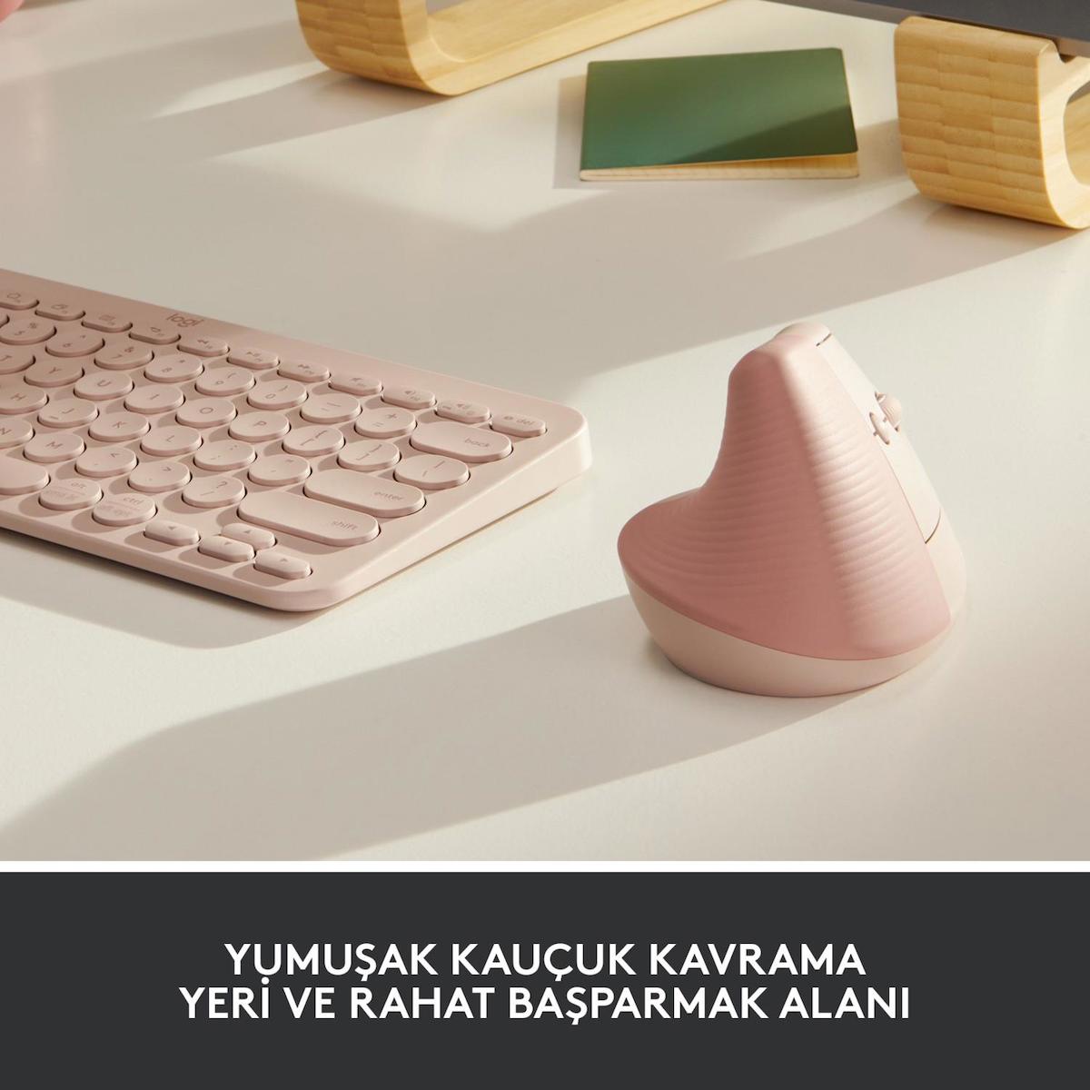 Logitech Lift Sessiz Kablosuz Ergonomik Dikey Mouse – Pembe