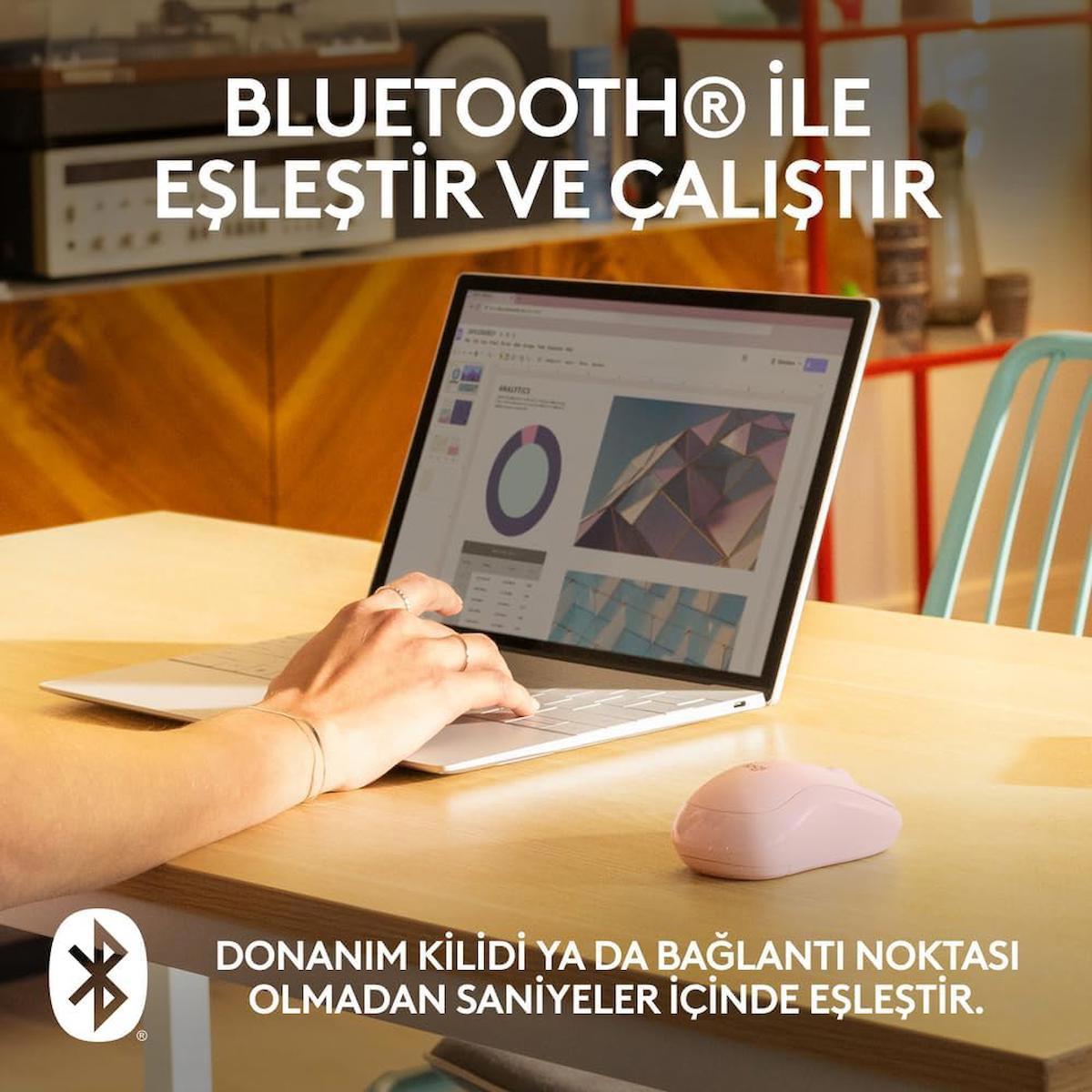 Logitech M240 Sessiz Kompakt Kablosuz Bluetooth Mouse – Pembe 910-007121