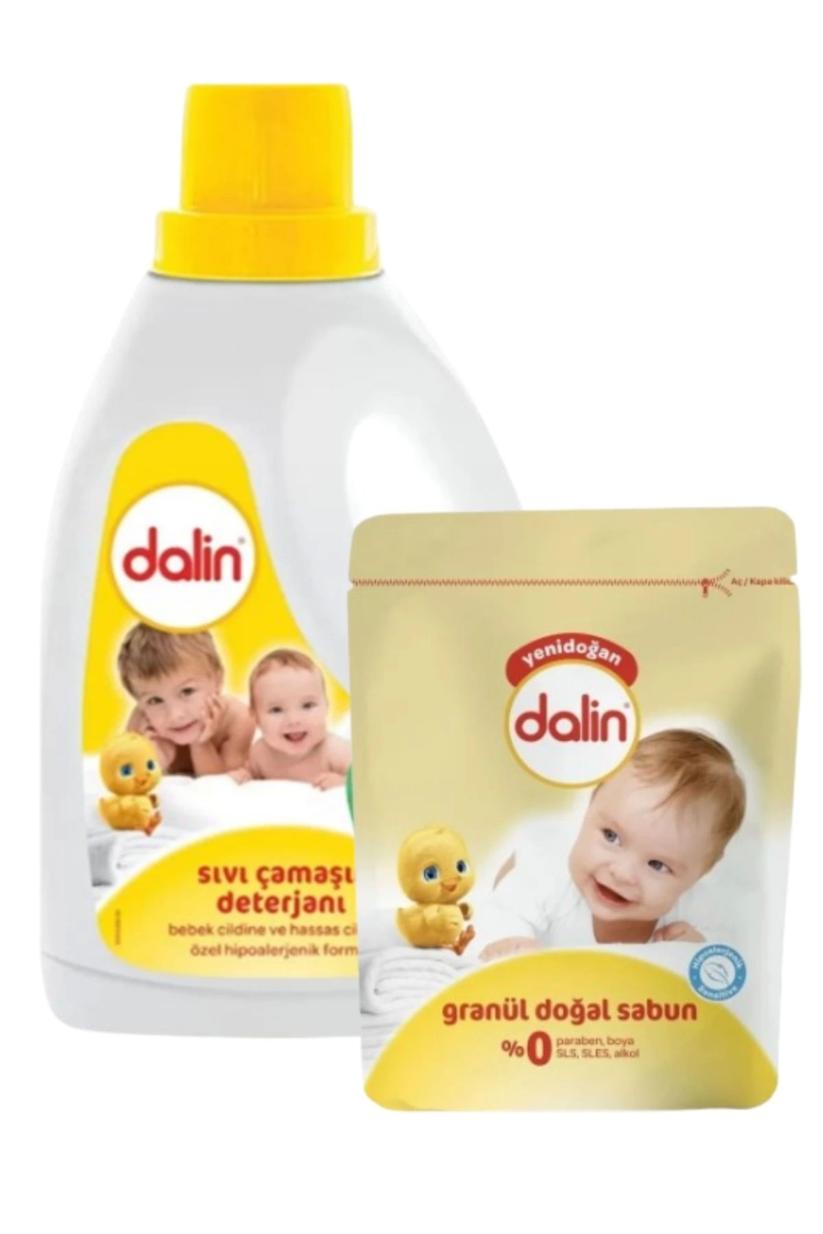 Dalin Yenidoğan Sıvı Deterjan 1500ml + Toz Bebek Sabunu 1000 Gr 2 Li Set