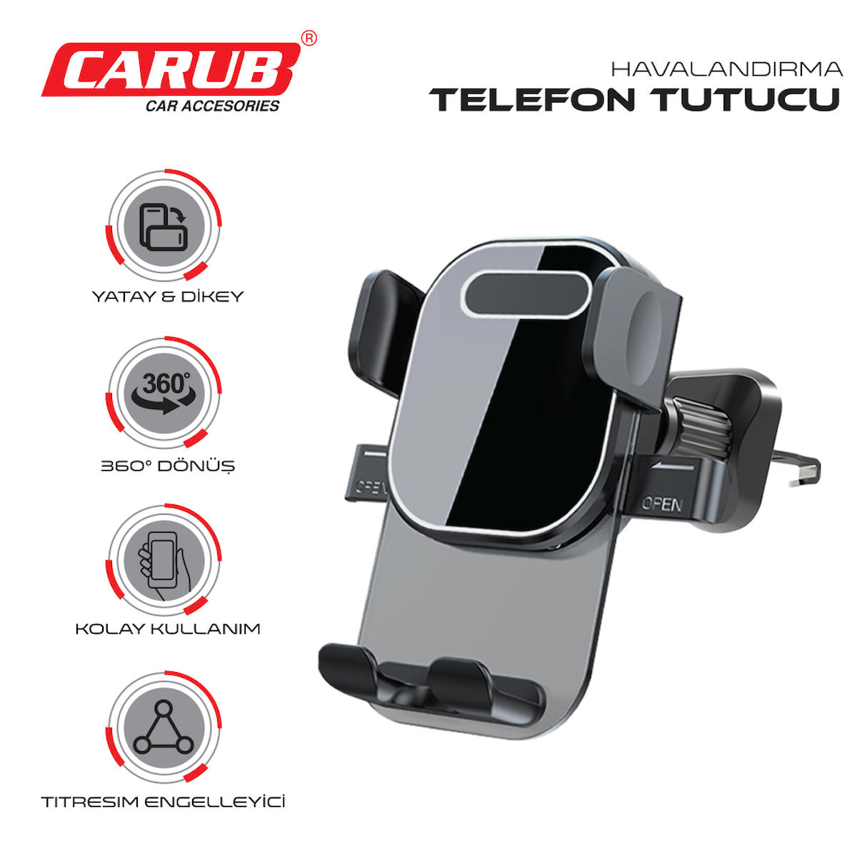 CARUB BR5901969 TELEFON TUTUCU HAVALANDIRMA KANCALI ŞEFFAF