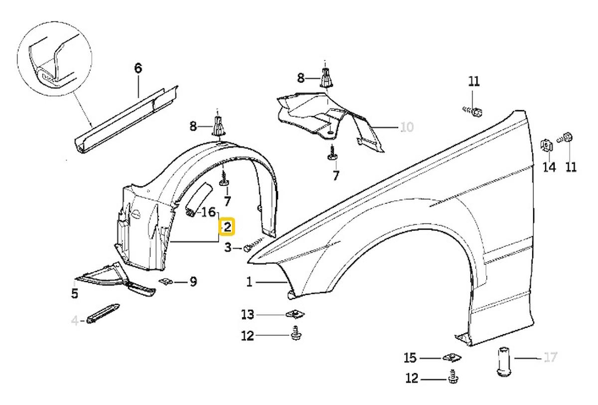 BMW E36 COUPE VE CABRIO ÖN SAĞ TEKERLEK DAVLUMBAZI 51711977048