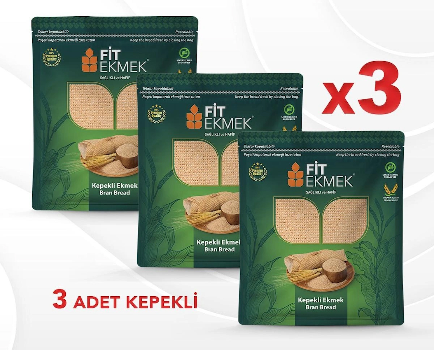 fit 3'lü kepekli Lavaş Ekmeği