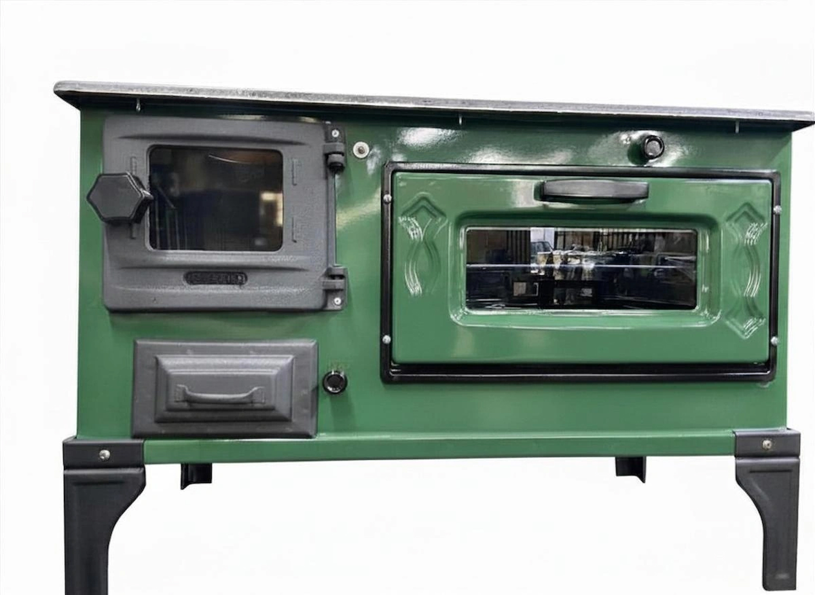 Dorello Döküm Fırınlı Kuzine Soba Yeşil Renkli Soba 44 Model