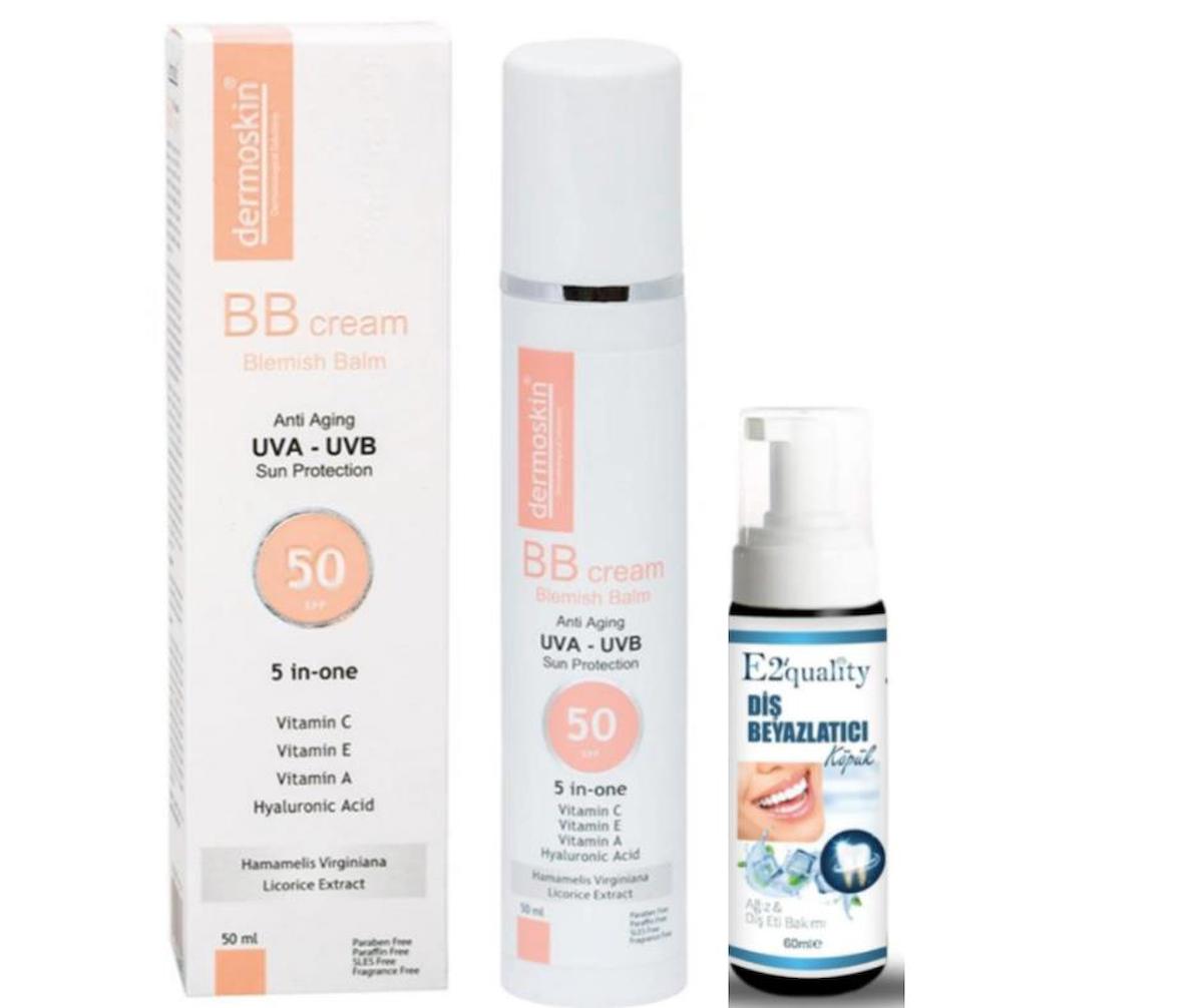 Dermoskin Spf50 BB Cream 50 ml - Diş Beyazlatıcı Köpük Hediye