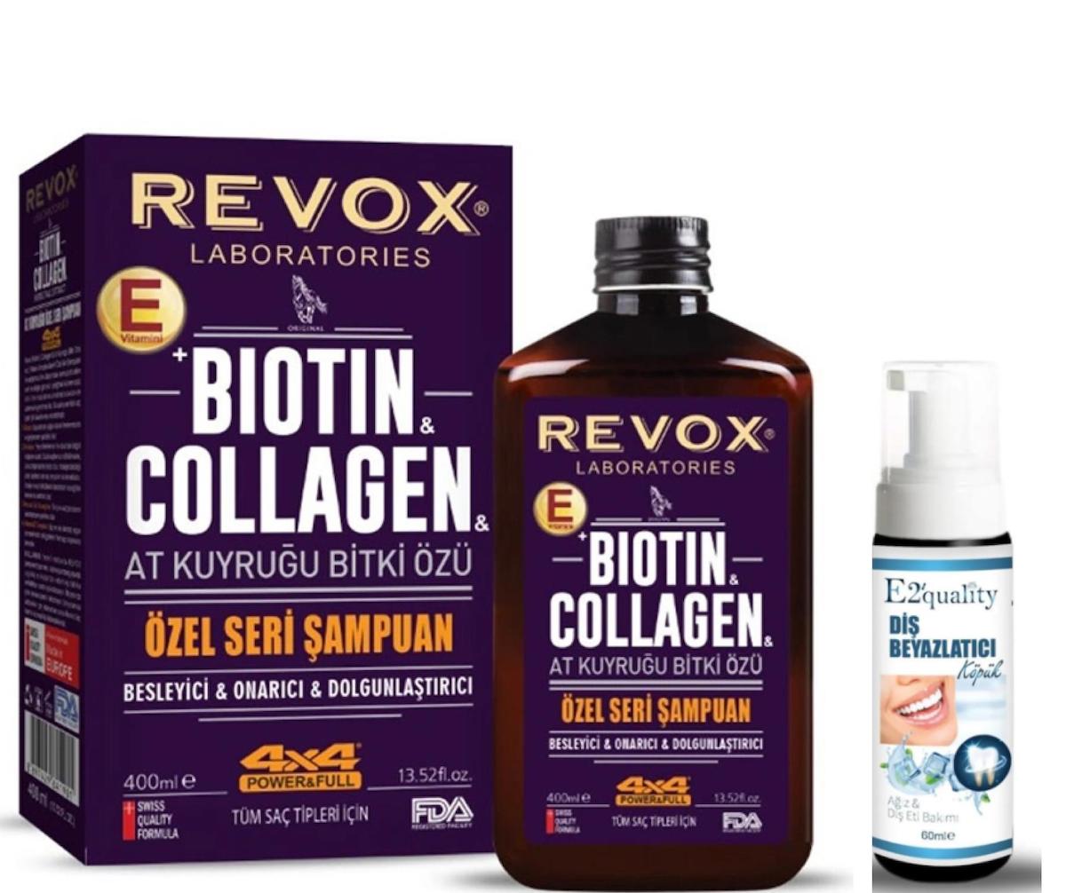 Revox Biotin Collagen At Kuyruğu Bitki Özü Şampuan 400 ml- Diş Beyazlatıcı Köpük Hediye