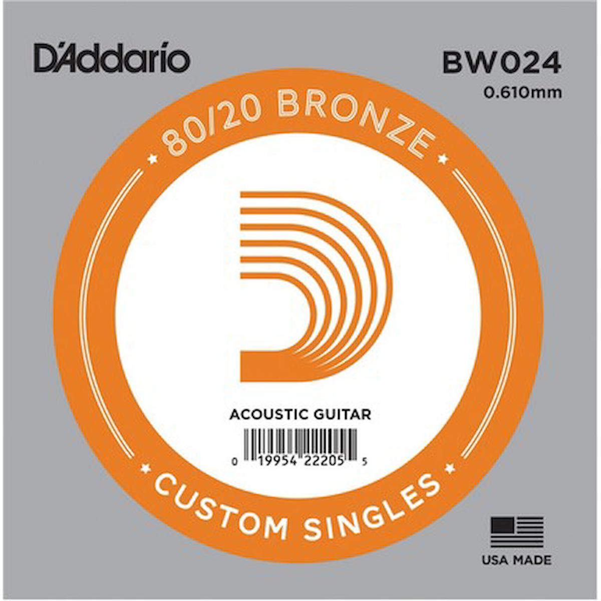 DADDARİO BW024 80/20 BRONZE .024 - AKUSTİK GİTAR TEK TEL