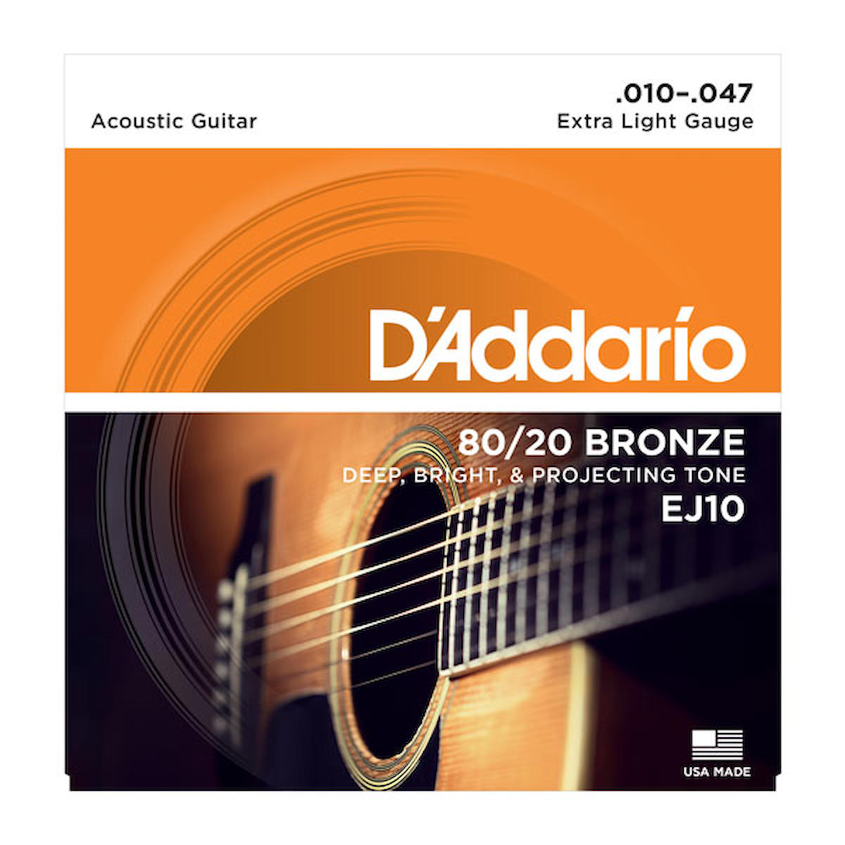 DADDARİO EJ10 80/20 BRONZE EXTRA LİGHT TAKIM TEL AKUSTİK GİTAR TELİ 010-047