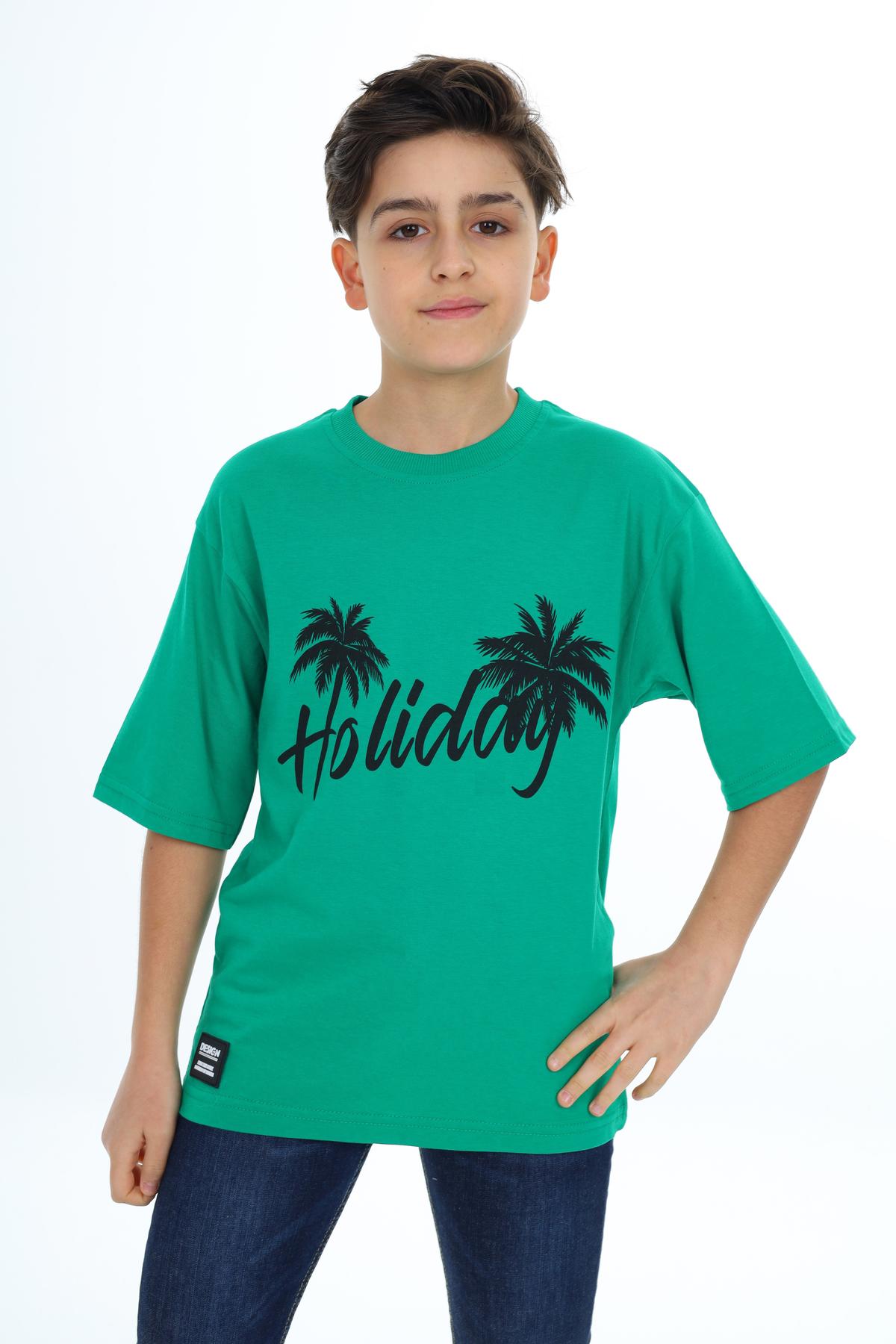 Erkek Çocuk Holiday Baskılı T-Shirt 9-14 Yaş Lx7099