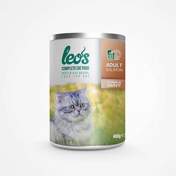 Leos Somon Parça Etli Soslu Kedi Konservesi 24x400 Gr 