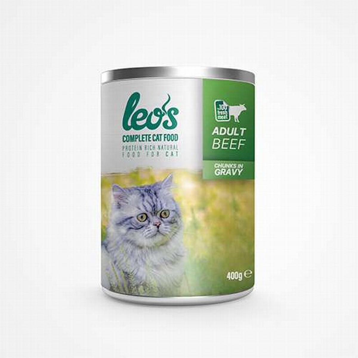 Leos Sığır Parça Etli Soslu Kedi Konservesi 24x400 Gr 