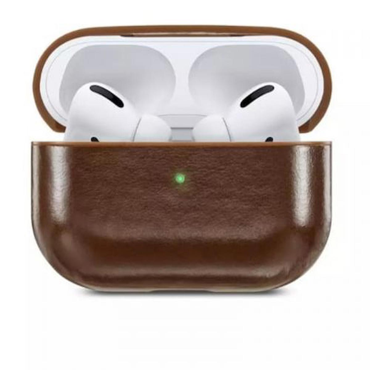 Smcase Apple Airpods Pro Uyumlu Kılıf Kancalı Suni Deri Silikon SF9