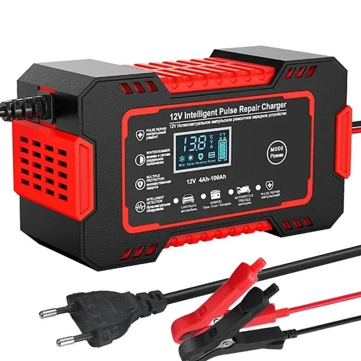 12v 6a Akıllı Araba Motosiklet Lcd Ekran Araç Akü Onarım Hızlı Şarj Cihazı Islak Kuru Jel Kurşunasit